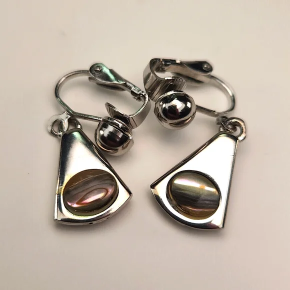 Park Lane Abalone Clip on earrings VTG 80s - Picture 1 of 11